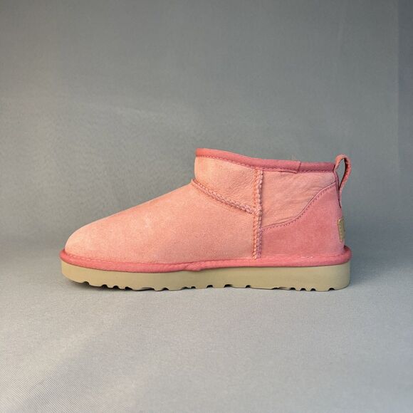 New Womens Ugg Boots Sz 7 Classic Ultra Mini Pink Suede Wool Ankle UGG Australia - Picture 10 of 15